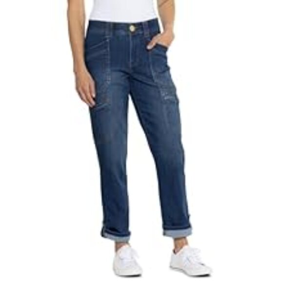 Democracy "Ab Technology" High Rise Utility Cuffed Blue Jeans NWOT - Picture 1 of 6